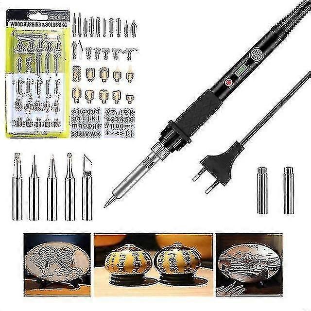 60W نقش القلم الكهربائية لحام الحديد حرق الخشب كيت التقليب كلمة النقش أداة التصوير البيروغرافي C