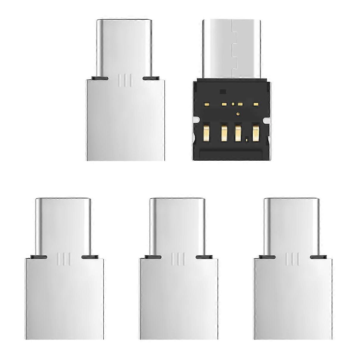 5stk Ultra Mini Type-C USB-C til USB 2.0 OTG adapter til mobiltelefon tablet & USB-kabel & Flash Disk