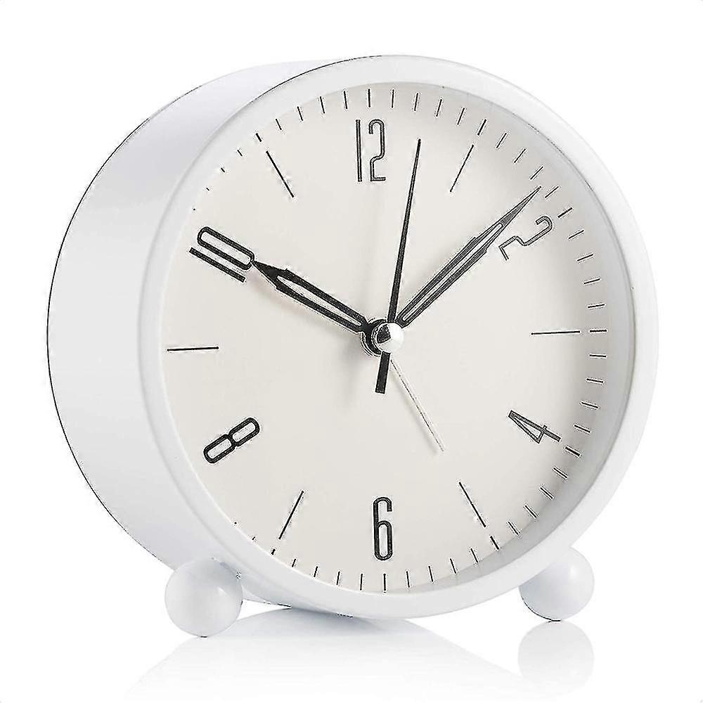 Round Alarm Clock Non Ticking, Battery Operated And Light Function, Super Silent Alarm Clock, Simple Stylish Design For Desk/bedroom