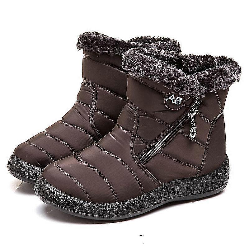 Téli könnyű vastag szőrme boka vízálló 11cm sarok csizma a nők