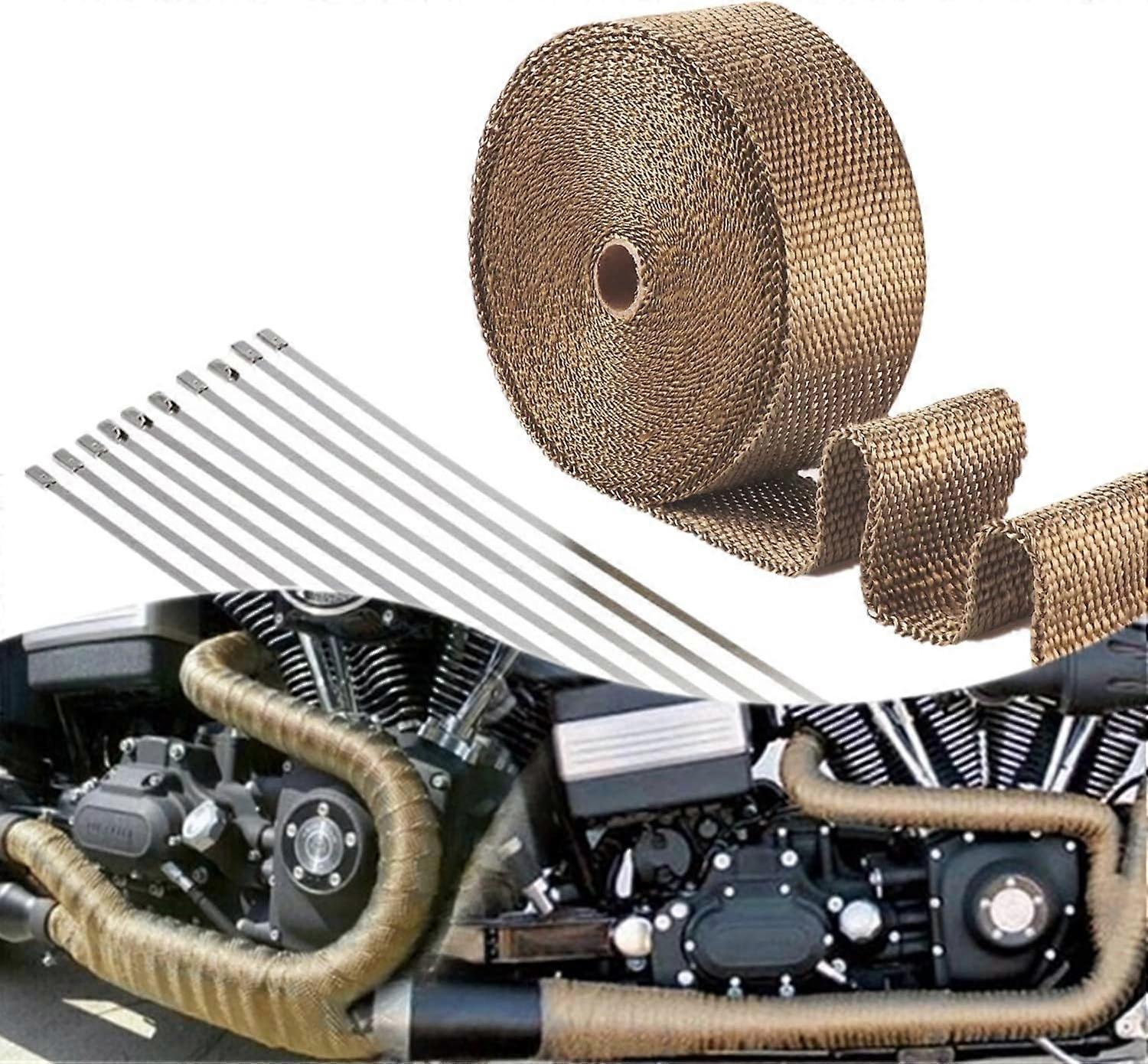 耐热玄武岩纤维加热带 15 m x 5 cm，钛色，排气带带，带 10 个用于风扇歧管的不锈钢电缆扎带，热带，ben