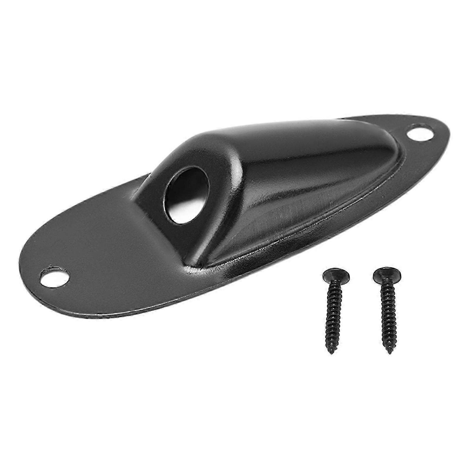 Exquisite Electric Guitar Jack Plate Input Output Socket Boat Style Instrument Accessory with Screw Black