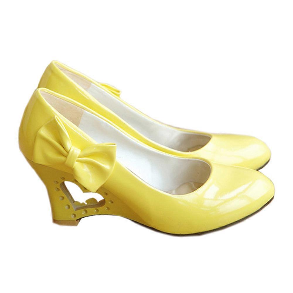 Candy's Color Bowknot Patent Cuir Hollow Slipsole Femmes Chaussures Minces