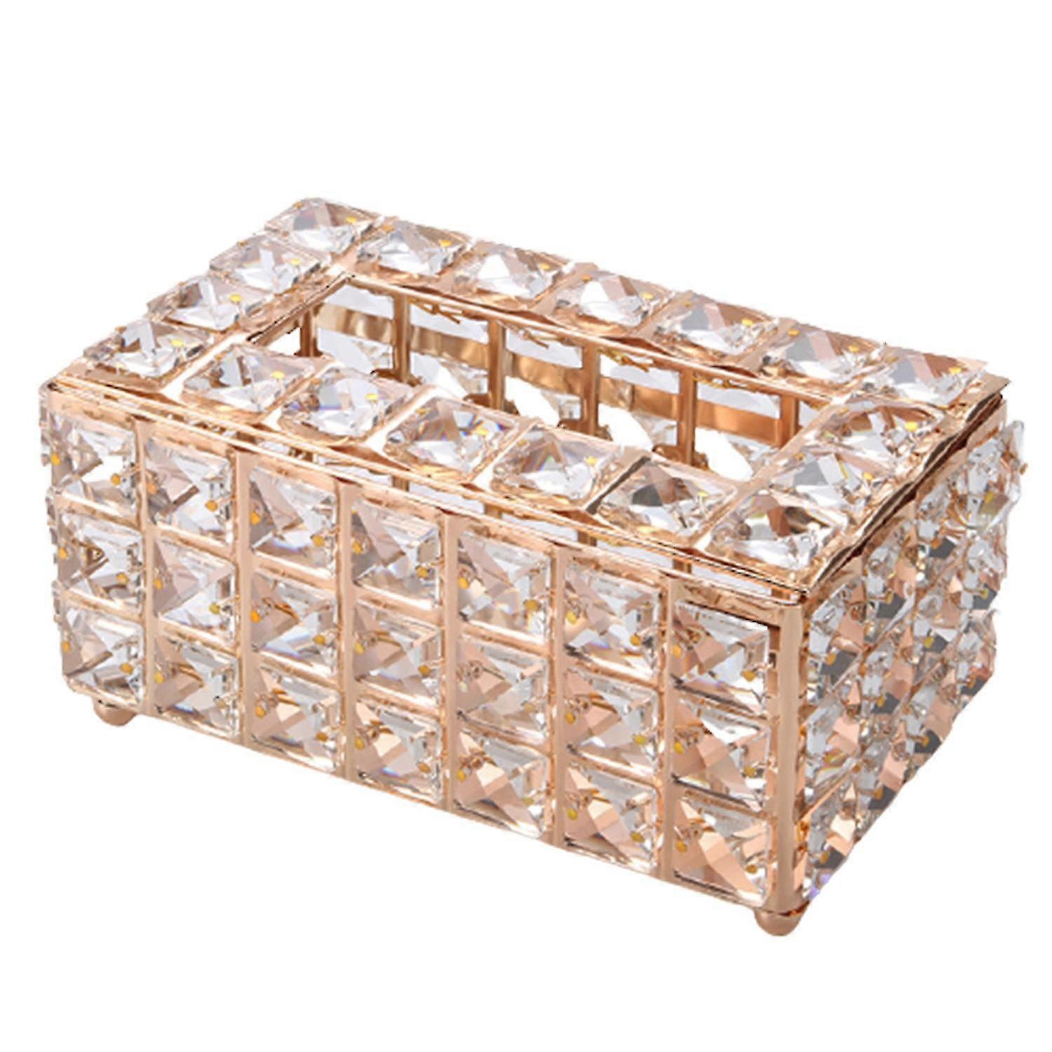 Tissue Box European-style Large Capacity Faux Crystal Square Napkin Storage Holder for Home