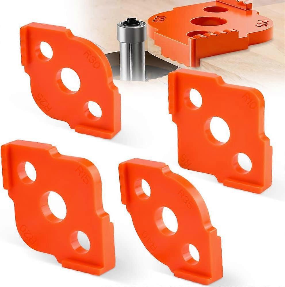 4 PCS Alloy Radius Router Jig, R5 - R40 Tabletop Woodworking Router Jig, Corner Radius Routing Accessories for Carpenter's Table (Orange)