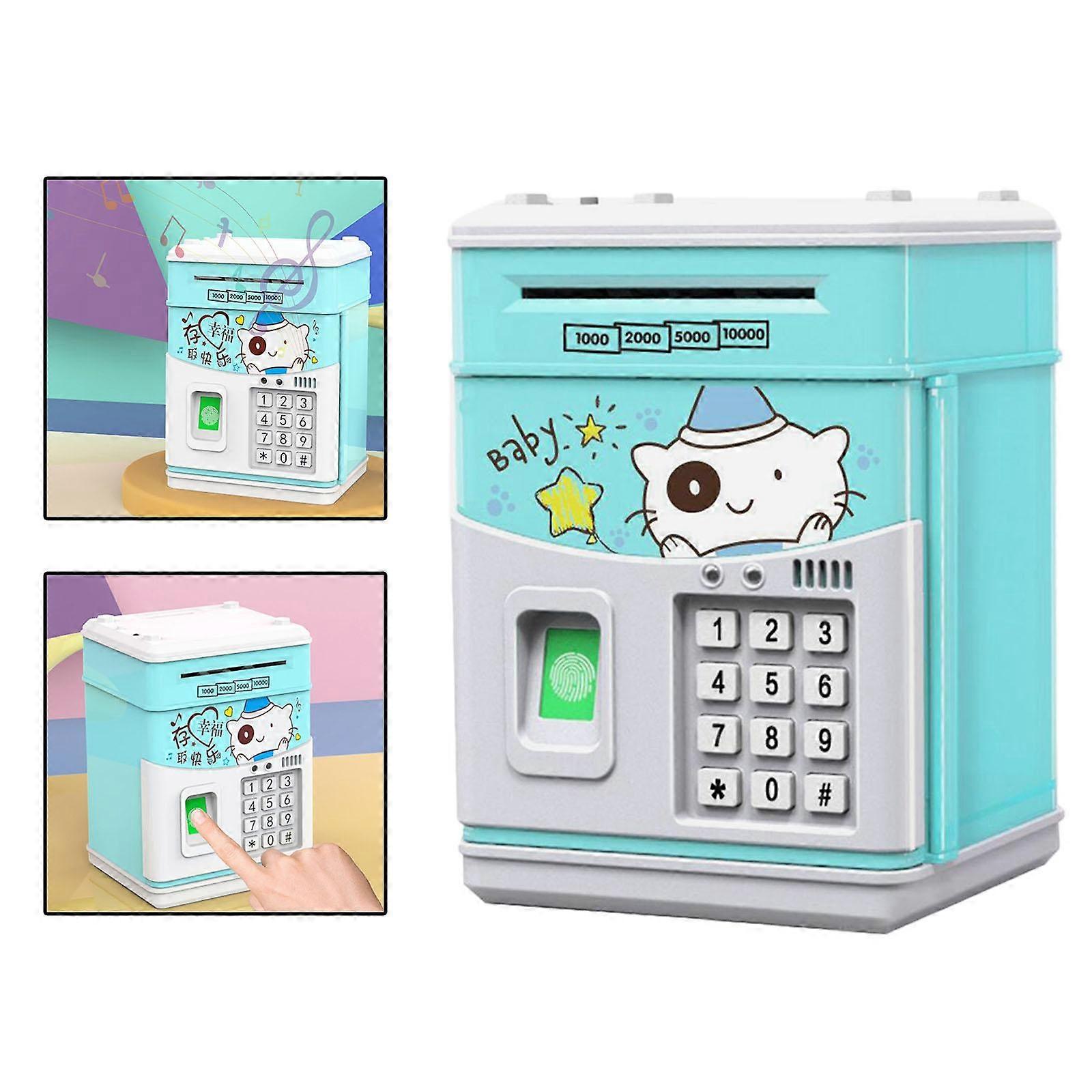 Electronic Piggy Bank ATM Simulated Fingerprint Cash Box Music Automatic Money Roll Atm Password Box MINI ATM Saving Box Gift