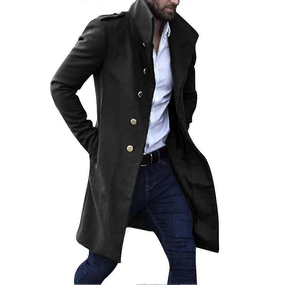 Allthemen Fall New Single-breasted Lapel Solid Color Slim-fit Coat With Epaulettes