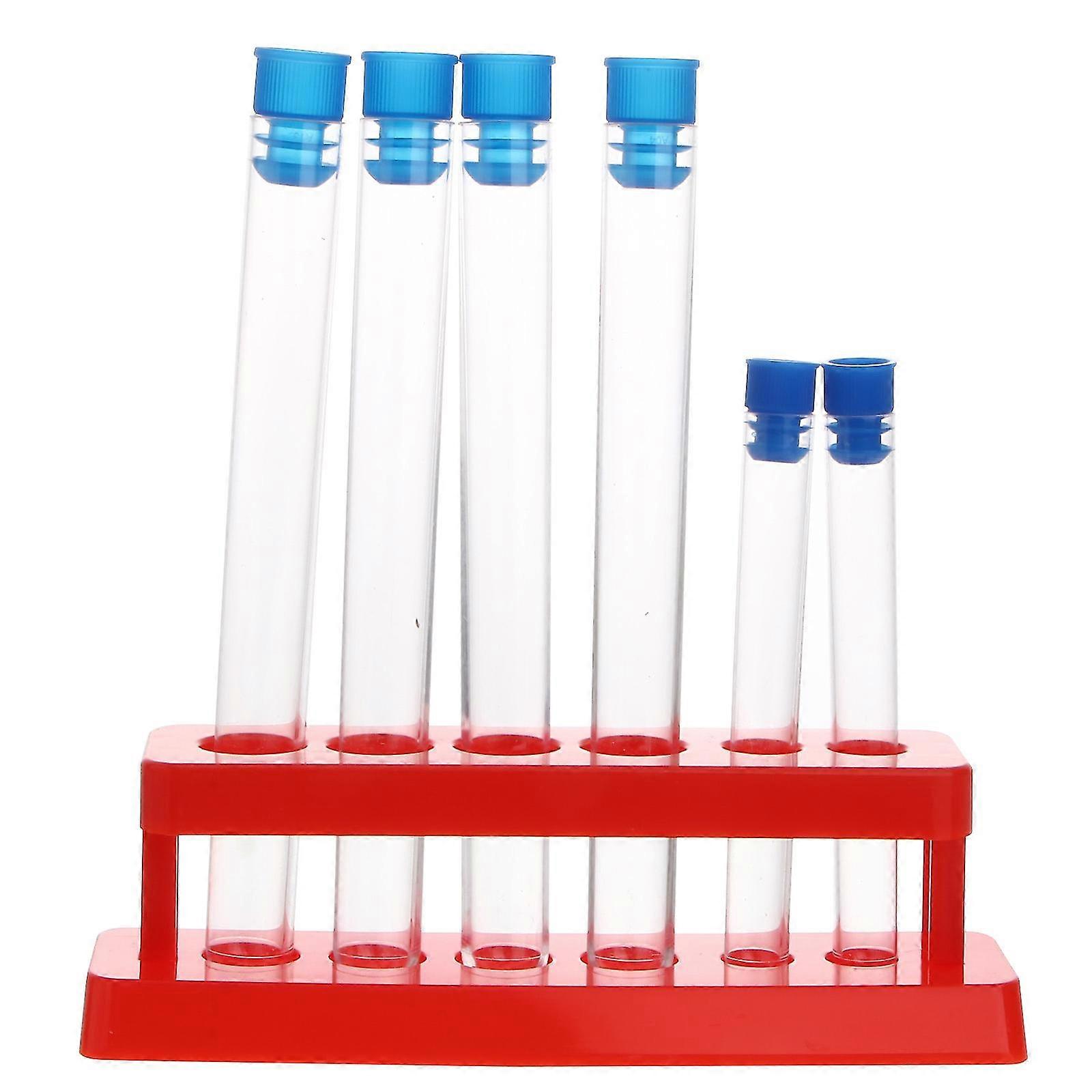 1 Set Plastic Test Tubes With Storage Rack Scientific Experiment Accessories