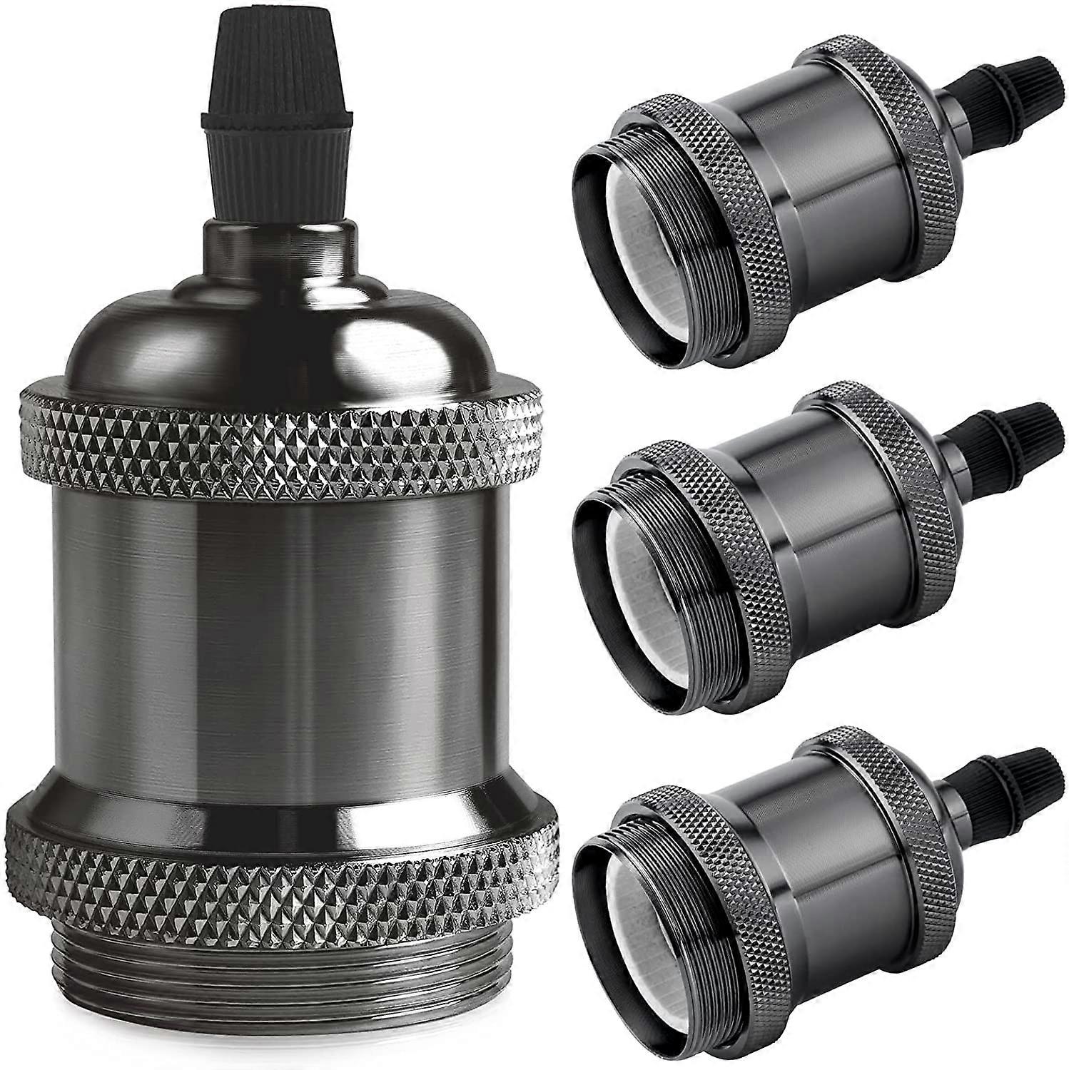 Vintage E27 lamp socket, Edison retro pendant lamp, Solid ceramic adapter, 4 Pieces black pearl socket