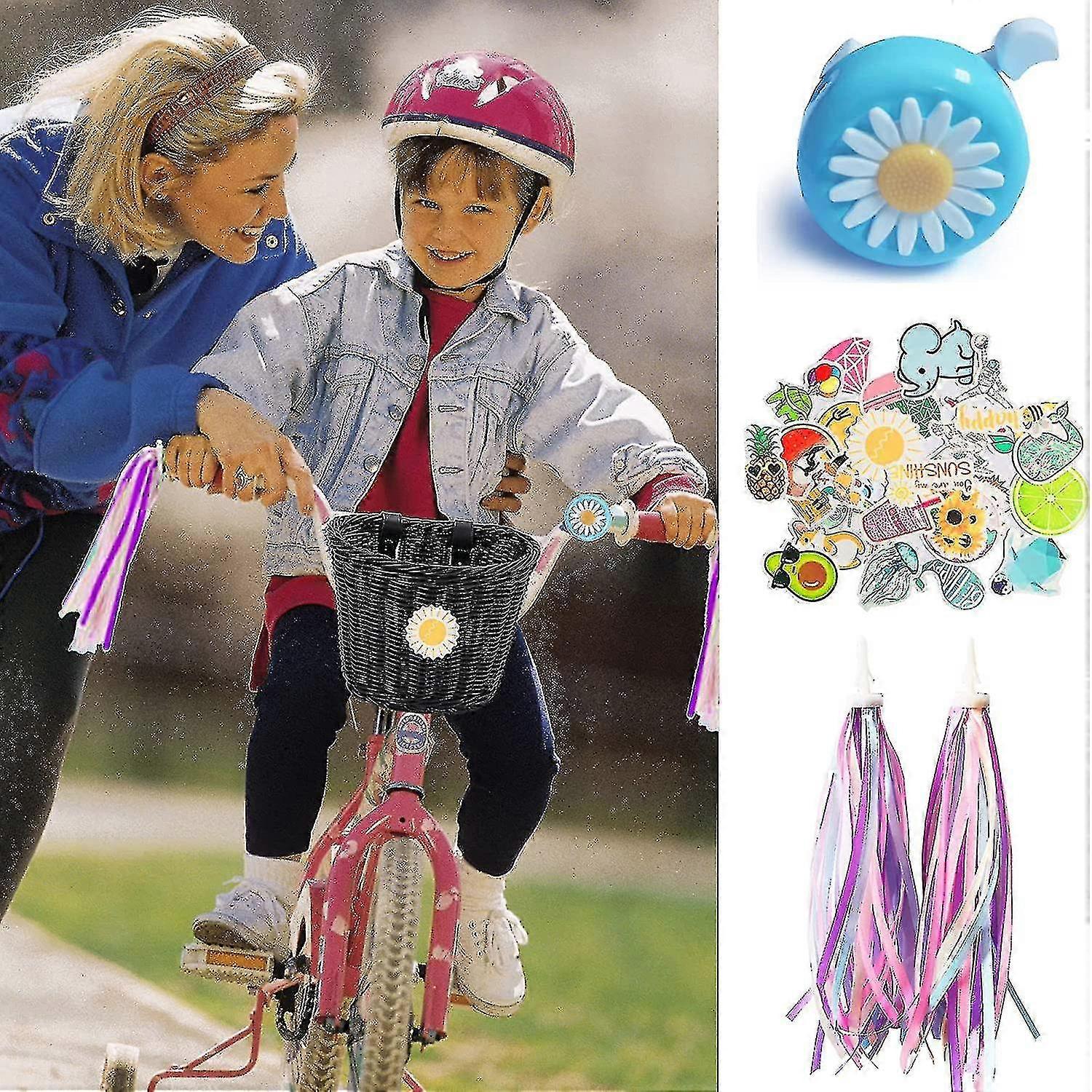 Cesta de bicicleta para crianças frente acessórios de bicicleta tecida cesta de bicicleta vime com guidão