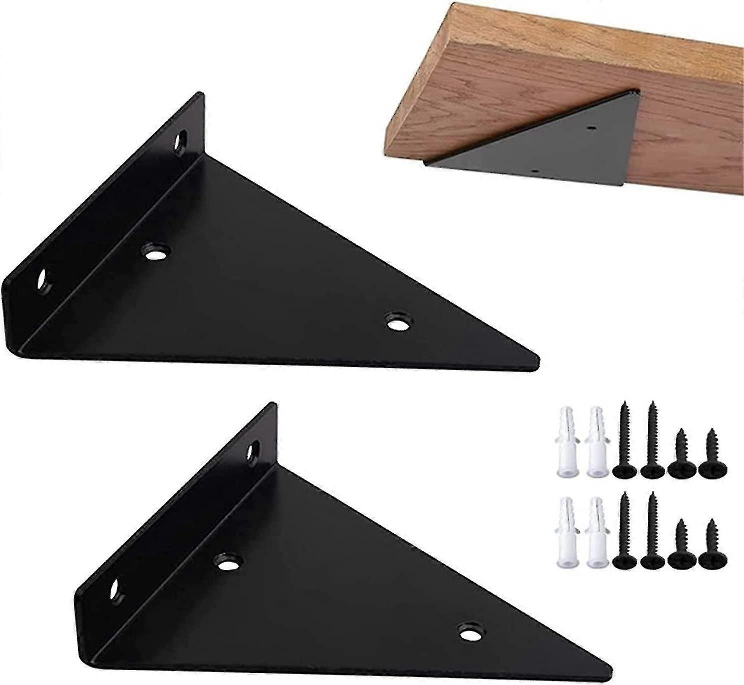 2 Pcs Floating Shelf Brackets, Metal Floating Triangle Shelf Bracket Concealed Wall Shelf Bracket Tw