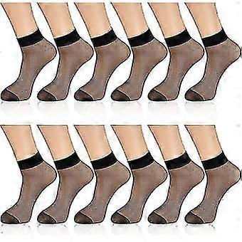 12 Pairs Sheer Ankle Socks Thin Nylon Transparent Ankle High Hosiery Socks Short
