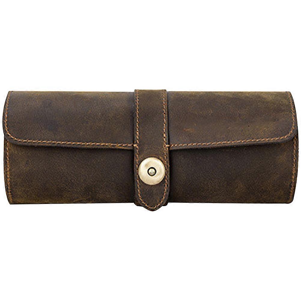 حالة ساعة جلدية 3 فتحات ووتش لفة مربع ووتش منظم حامل للرجال والنساء