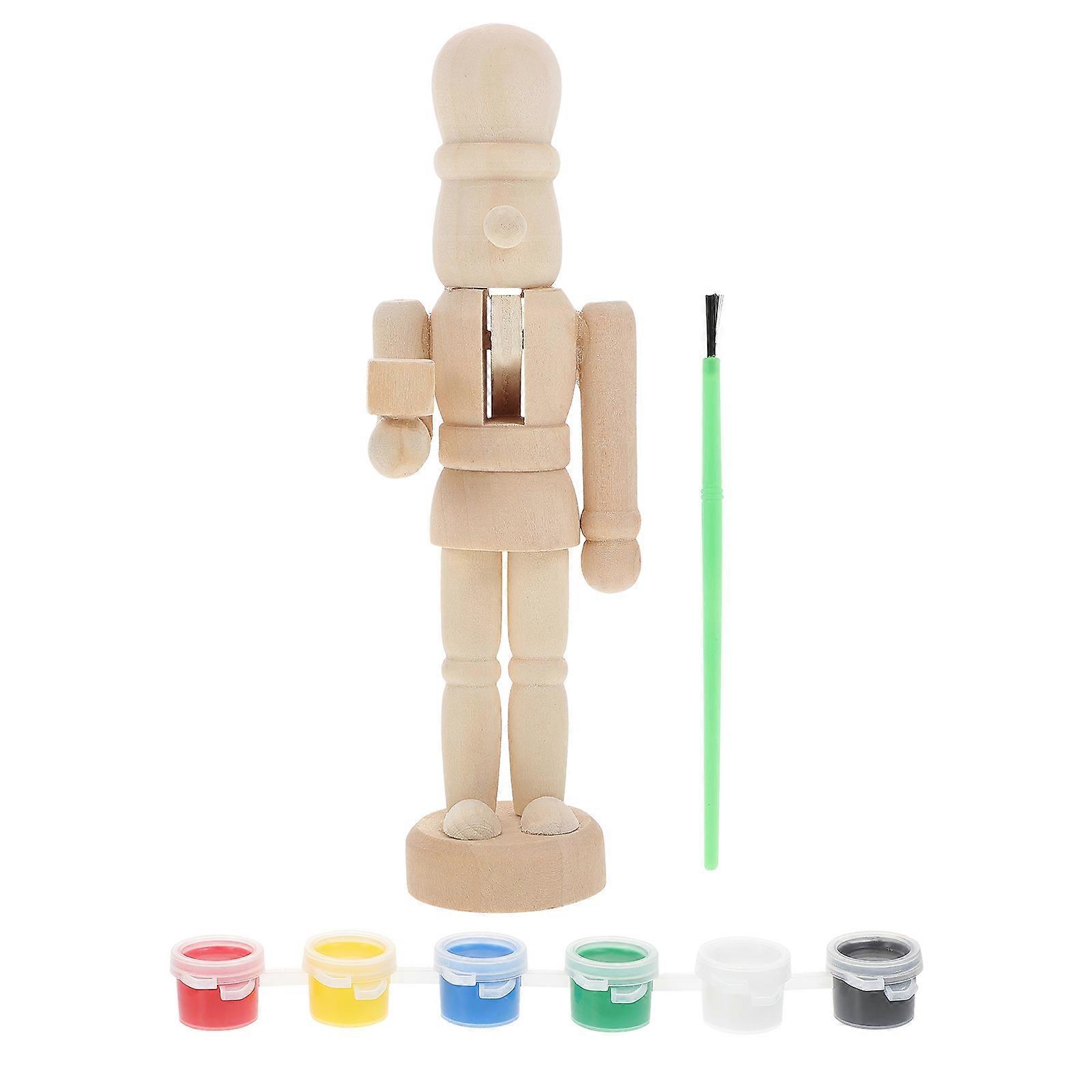 Kids Outdoor Playset Unpainted Walnut Soldier Unfinished Nutcracker Figurines DIY Walnut