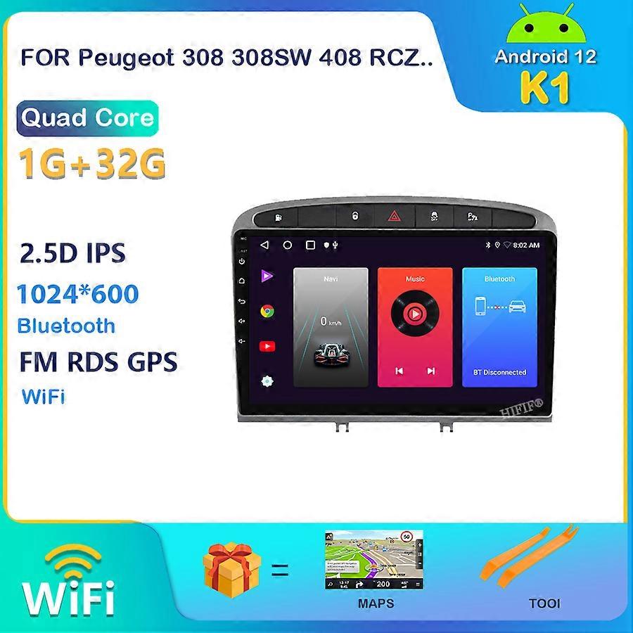 4G + 64G Android 12 Lettore DVD per Auto Peugeot 408 308 308SW Autoradio GPS Navigazione WIFI RDS IPS Lettore Multimediale 2din no dvd