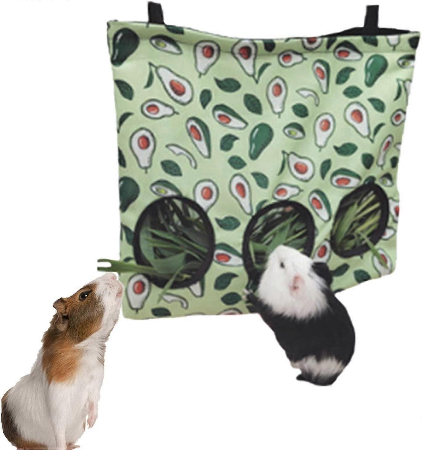 2 st höfoderpåsar, 2 foderpåsar metallkrokar för växtätande husdjur - 2 st krokpåsar för kaniner, hamstrar, marsvin (D-V2)