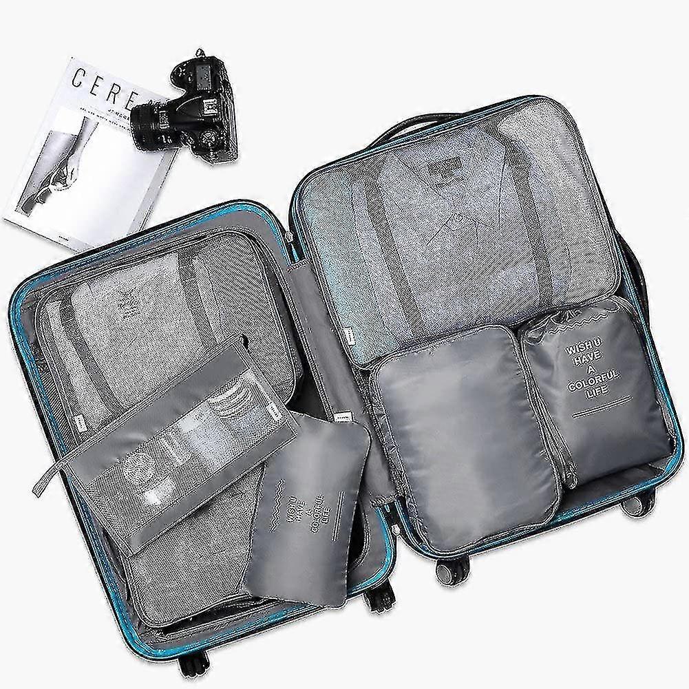 Packkuber Resa Bagage Packning Arrangörer Set med toalettväska (7 st) Hög kvalitet