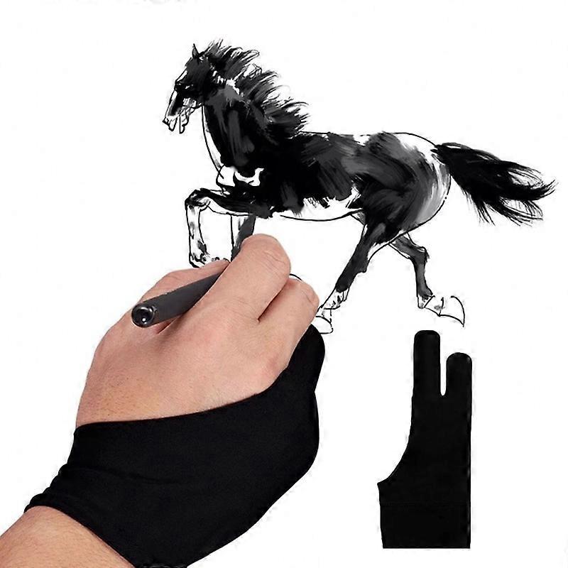 Guanto antivegetativo nero a due dita da 1 pezzo, 3 taglie, per design artistico, tavoletta grafica, guanti per la casa, mano destra e sinistra