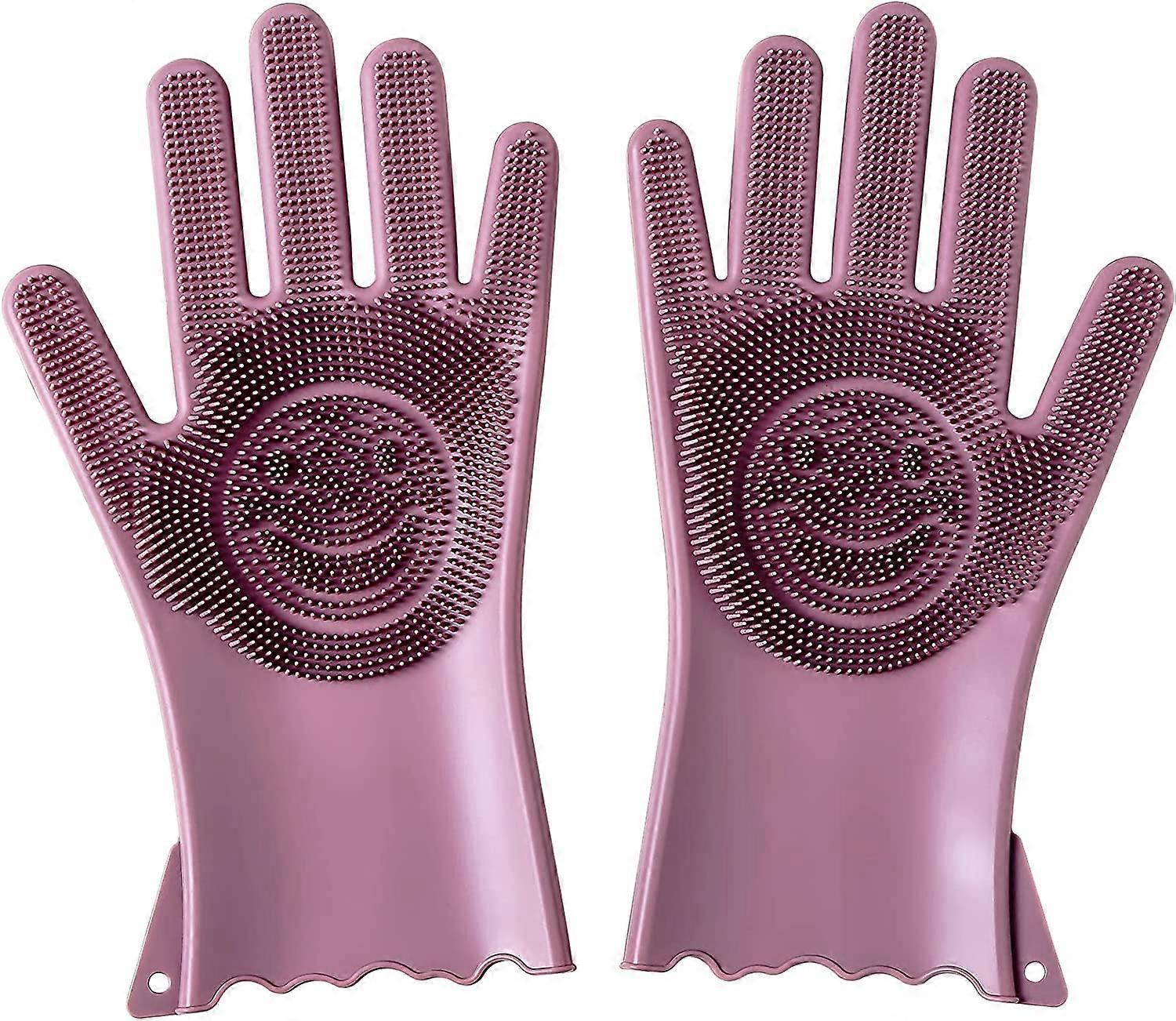 Dishwasher gloves, kitchen cleaning gloves, reusable multifunctional silicone gloves pink