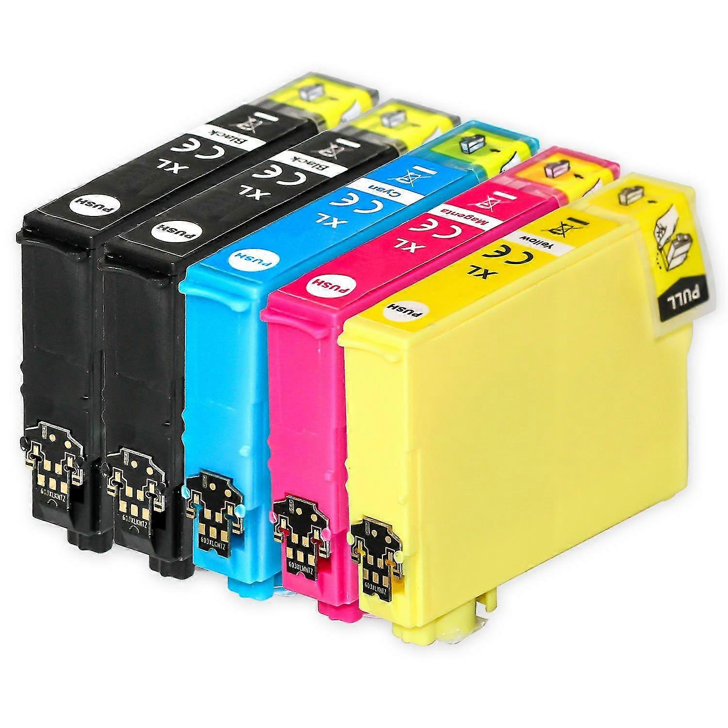 1 Set of 4 + extra Black Ink Cartridges to replace Epson T1285+1281 Compatible/non-OEM from Go Inks (5 Inks)