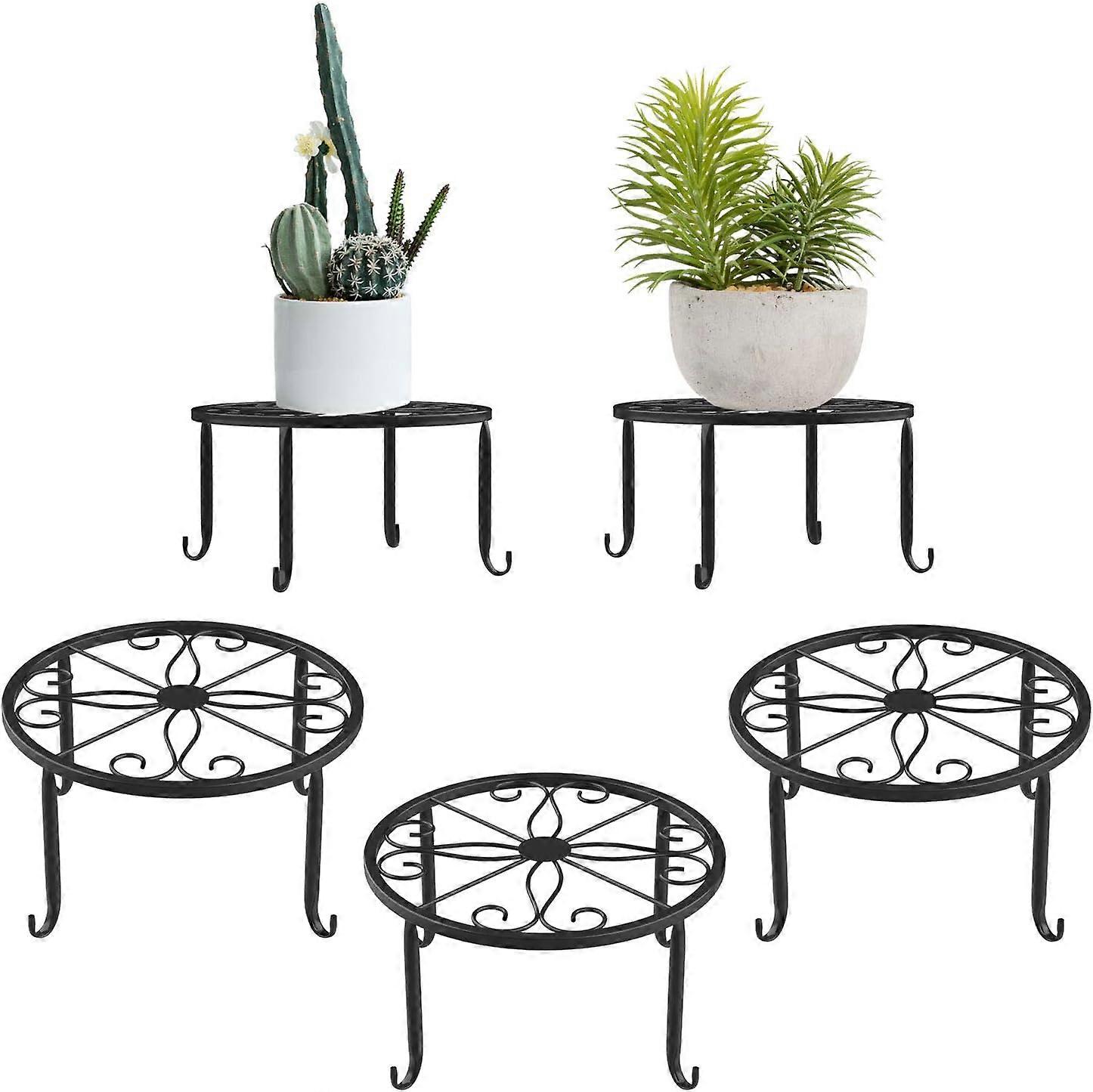 Supporto per piante in vaso, [3 pezzi] Portavasi da fiori in ferro da interno, resistente alla ruggine, supporto da giardino in metallo resistente da 9 pollici - nero