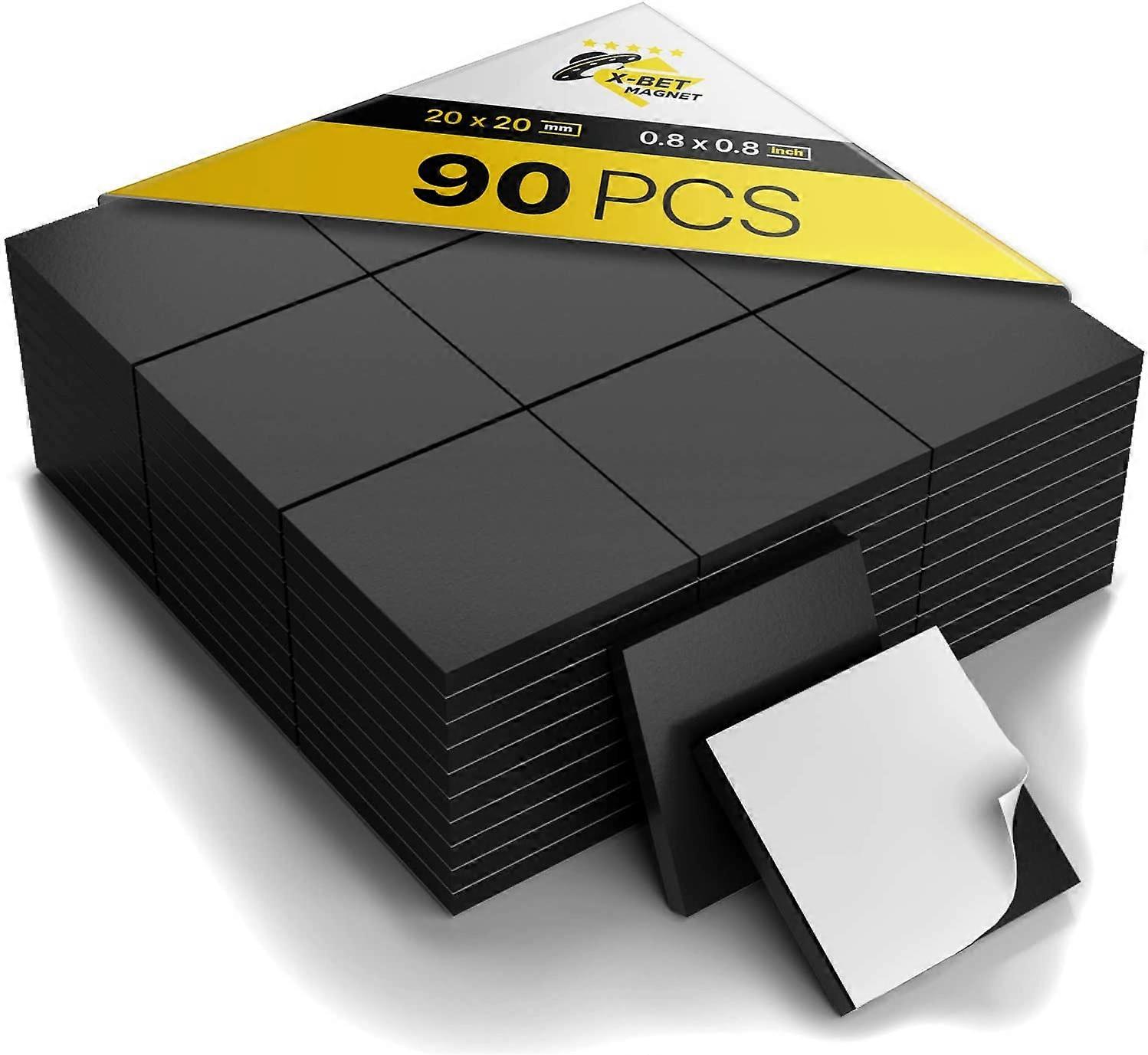 Magnetic Squares - Flexible Magnetic Sheet of 90 Self Adhesive Magnetic Squares (each 4/5" x 4/5") - Sticky Magnets - Magnetic Tape is Ideal Alternati