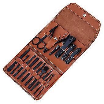Kit de manicura profesional de acero inoxidable 16 piezas Nail Clipper Pedicure Kit Correa (16pcs)