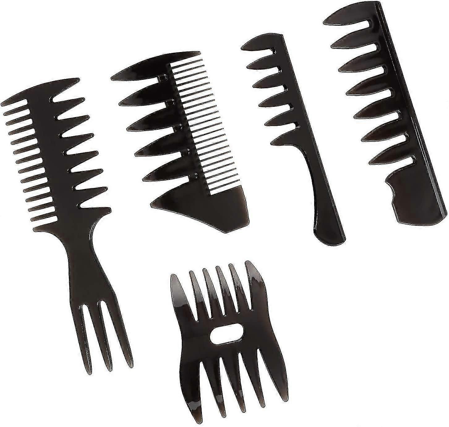 Professional Styling Comb, 5 Pcs Retro Wide Teeth Texture Comb Hairdressing Comb