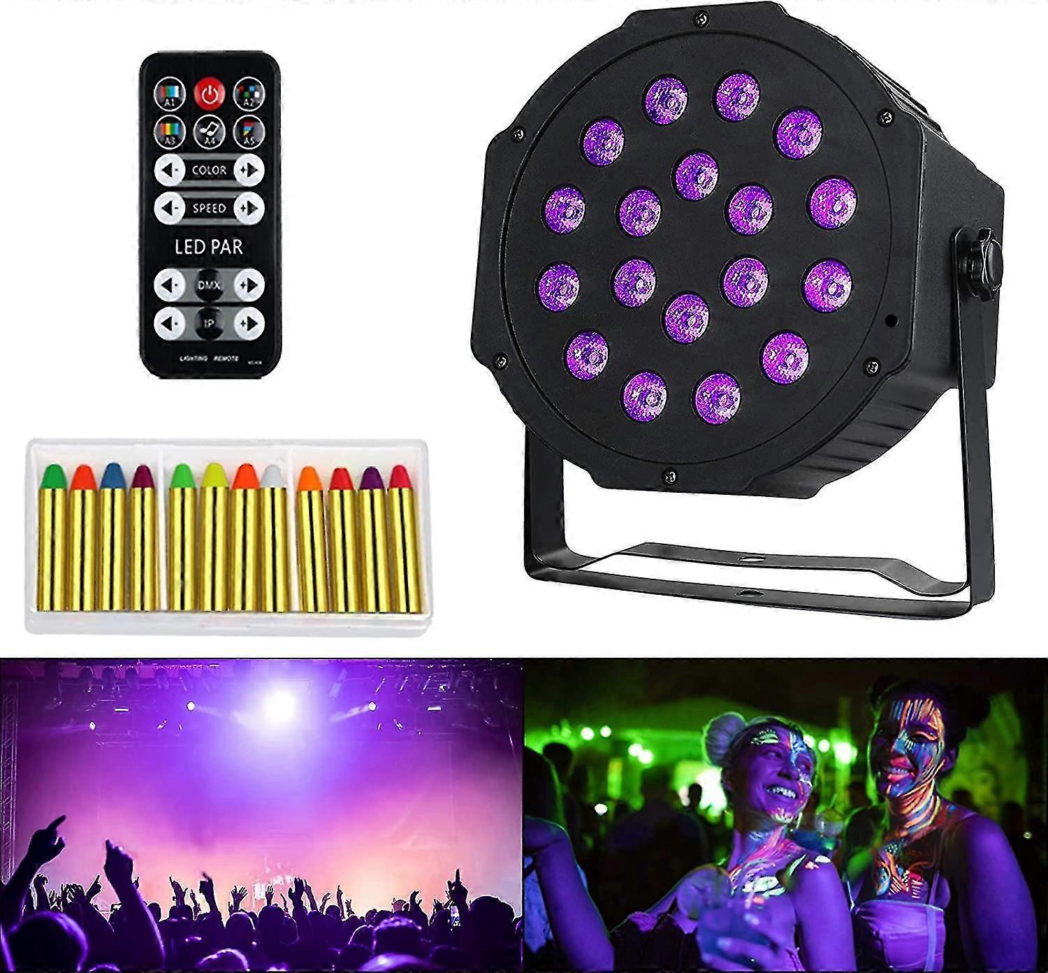 Uv Lumière Noire Lumière 18leds 12pcs Stage Light 5 Mode Projecteur Télécommande Lumière Violette