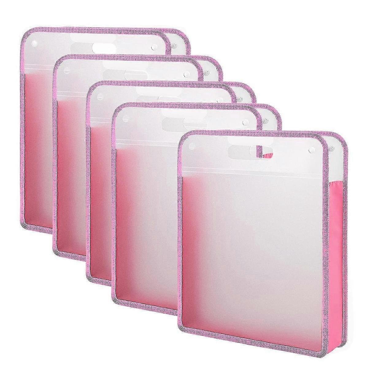 5 Pack Scrapbook Paper Organizer, Pink Expanding Paper , Portable Scrapbook Paper Storage With Button Closure