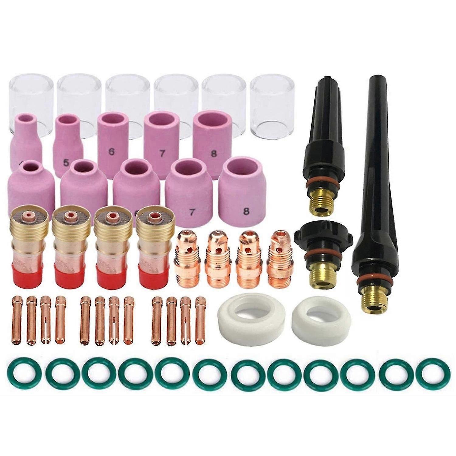 53pcs Tig Welding Torch Stubby Gas Lens 10 Glass Cup Kit Accessories For Db -17/18/26 Tig Welding T