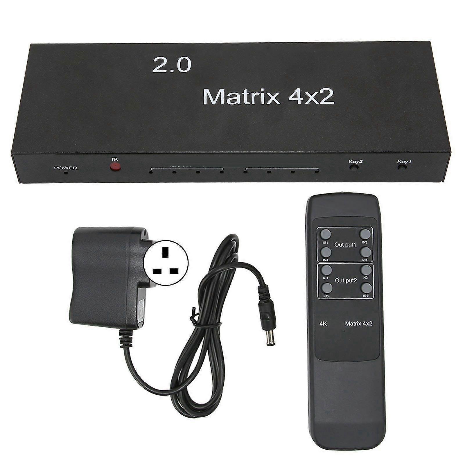 4K 60Hz HDMI Switch 4 In 2 Out with Optical Sound Output and Remote Control