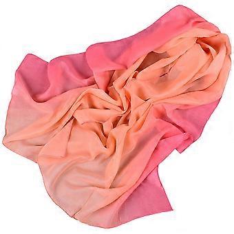 Frauen Farbverlauf Farben Chiffon Schal Weiche Sonnencreme Strand Wrap Schal (Erdgelb + Rose Rot)
