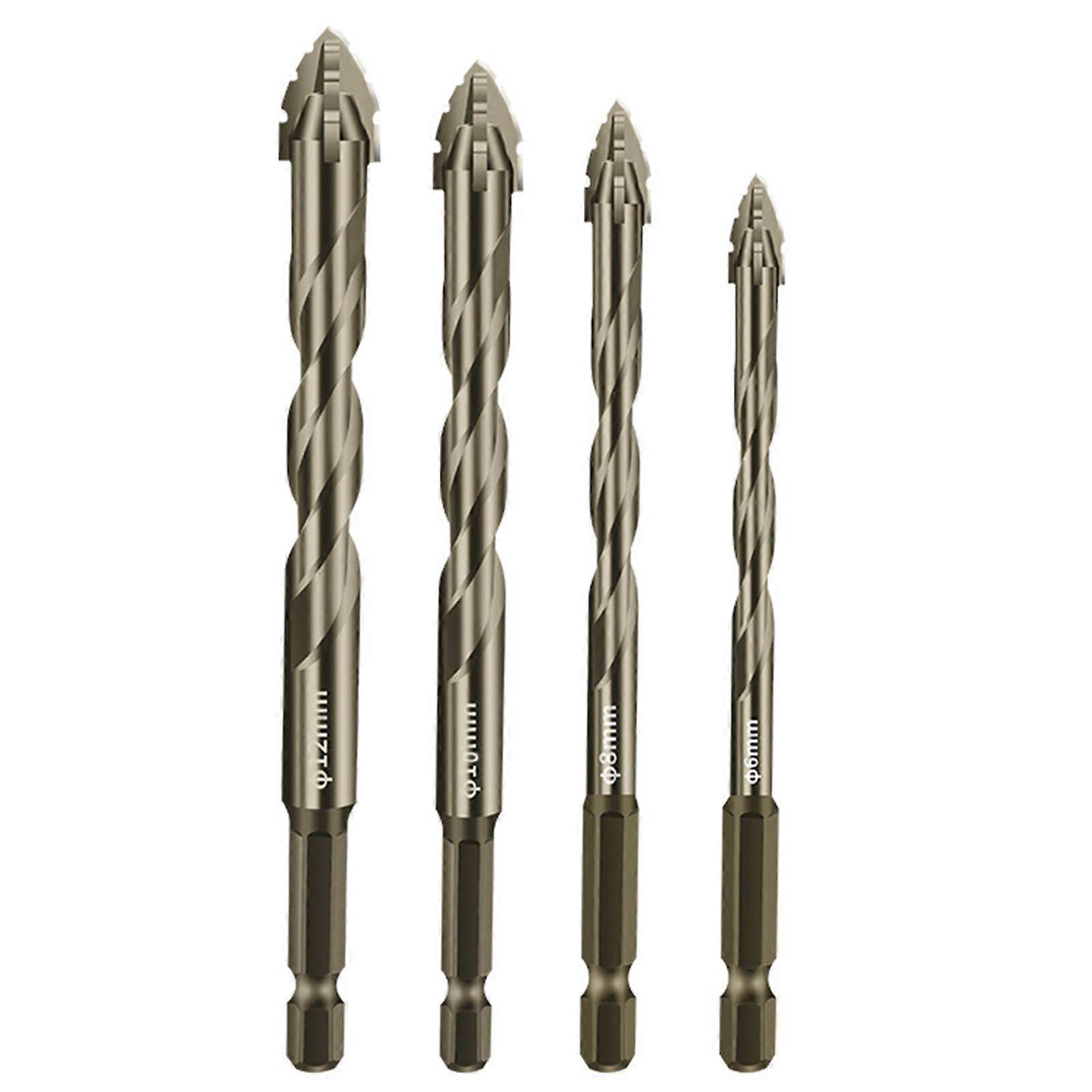 4pcs Four-Blade Eccentric Drill Bits Efficient High-Speed Dry Drilling Bits Pro Concrete Drill Head for Tile Concrete