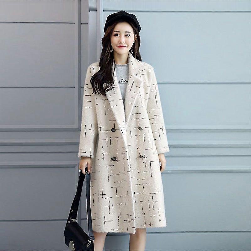 Autumn and Winter New Thick Imitation Mink Velvet Women's Coat In The Long Thin To Wear Version of Fashion Over The Knee Coat