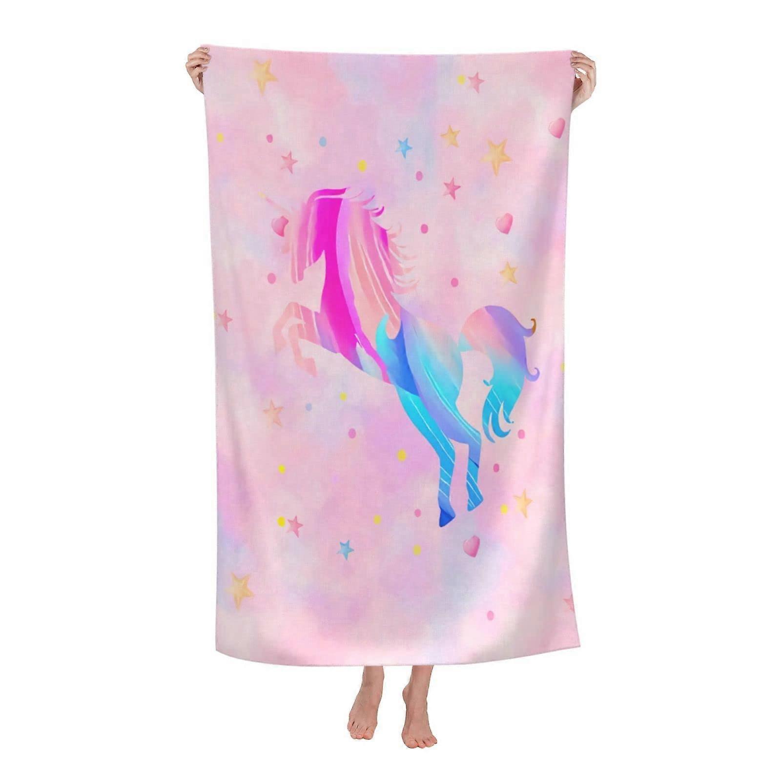 Extra Large Quick Dry Beach Towels 30 x 60 Inch Unicorn Print Lightweight Sand Resistant Travel Towel