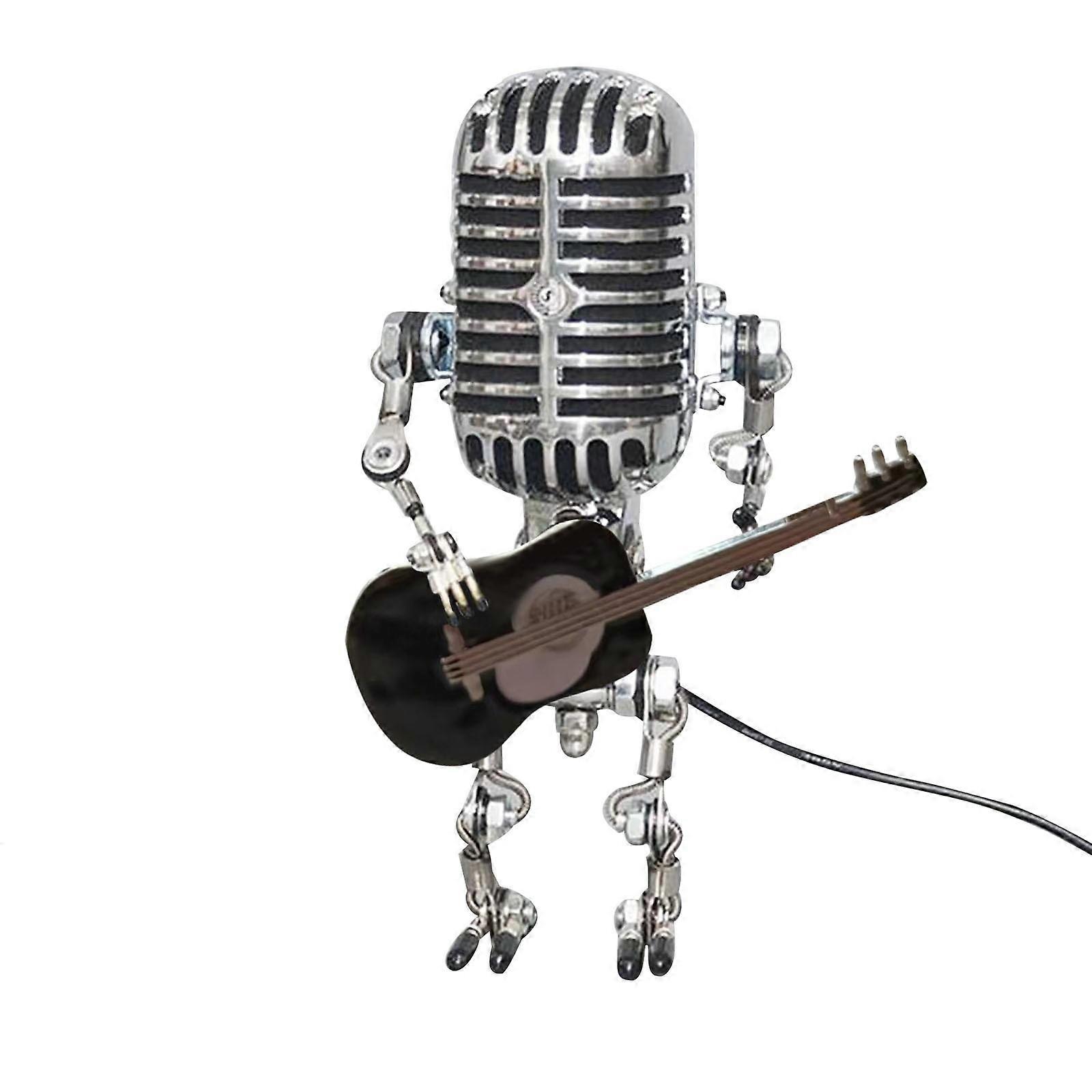 Vintage Microphone Robot Table Art Home Desktop Decoration Mood Lighting