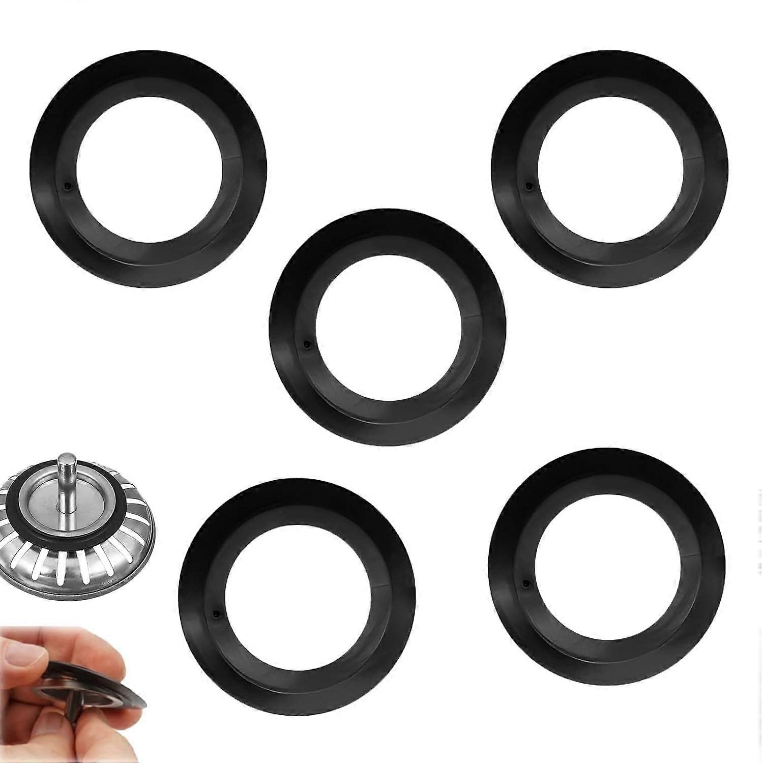 5pcs Sink Drain Seal, Kitchen Sink Gasket Replacement Rubber Sink Stopper for Stopper Valve and Strainer Basket, O-Rings Seals in 54mm Outer, 32mm In