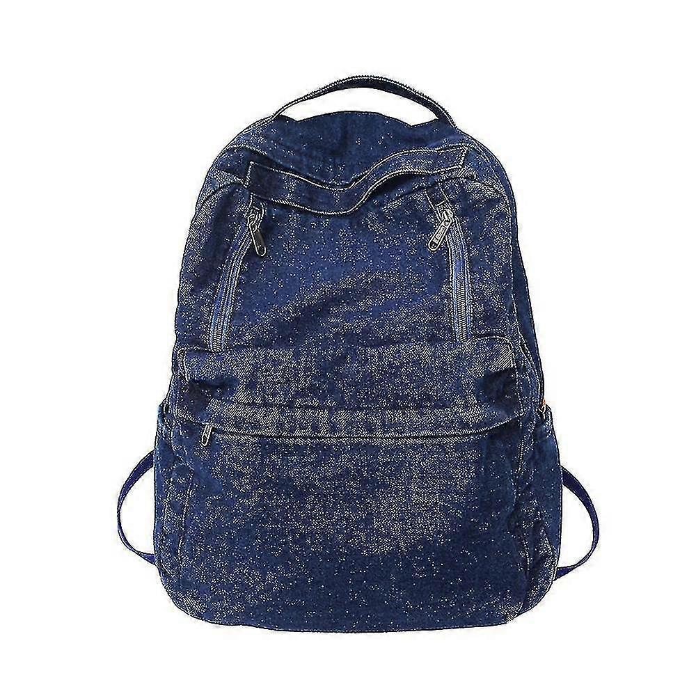 Denim Simple Backpack Middle School Students Outdoor Backpack High Quality