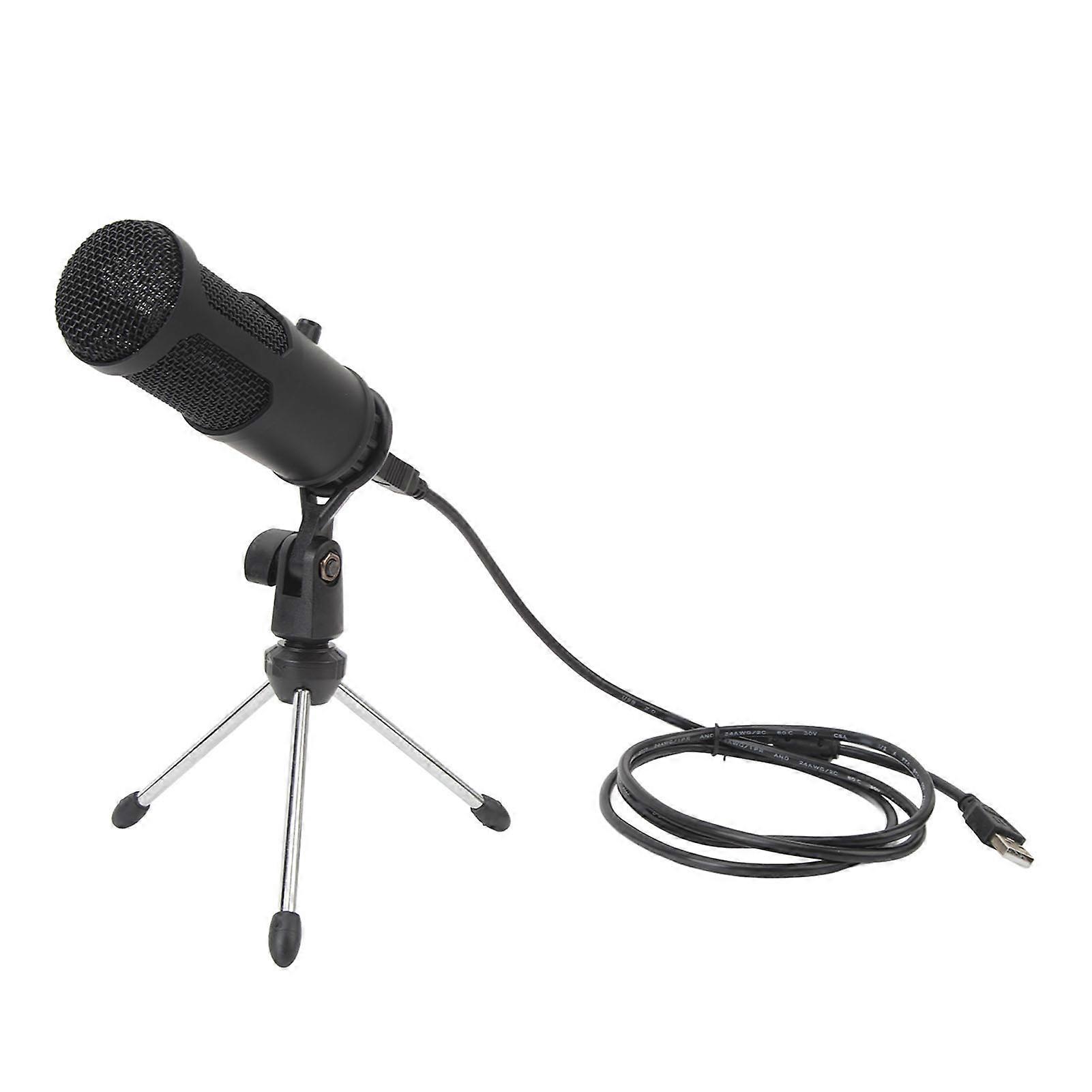 USB Microphone Noise Reduction Plug and Play PC Condenser Microphone with RGB Light for Karaoke Gaming Live Streaming