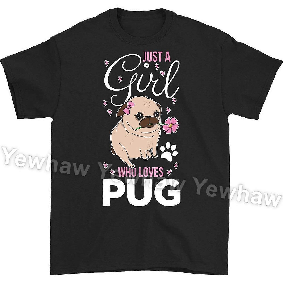 パグを愛する女の子だけTシャツ、犬の子犬愛好家ギフト、面白いパグペットオーナーTシャツ