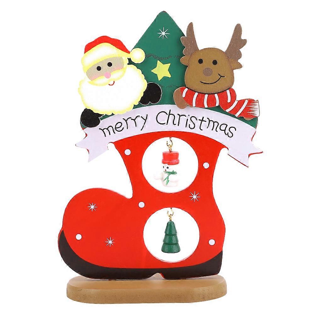 Snow Boot Shape Santa Claus Desktop Ornament Hand-Painted Christmas Decoration Desk Decor
