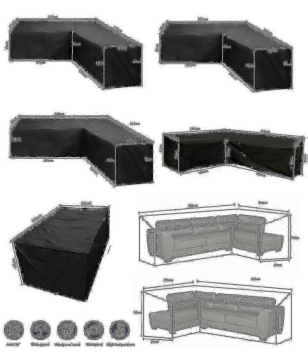 12 Boyut L Şekli Çok Amaçlı Kılıflar Su Geçirmez Rattan Köşe Mobilya Kılıfı Bahçe Veranda Açık Hava Kanepe Koruyucu Toz Önleyici