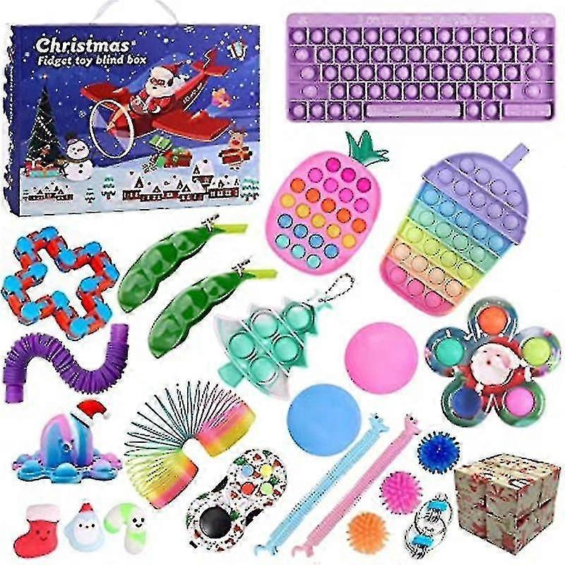 Fidget adventskalender 2021 Julräkning Kalender 24 Dagar Sensoriska Fidget Leksaker Set Presentlådor