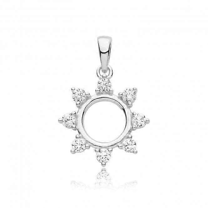 Acotis Silver Pendant Rhodium Plated Zirconia Circle G61121