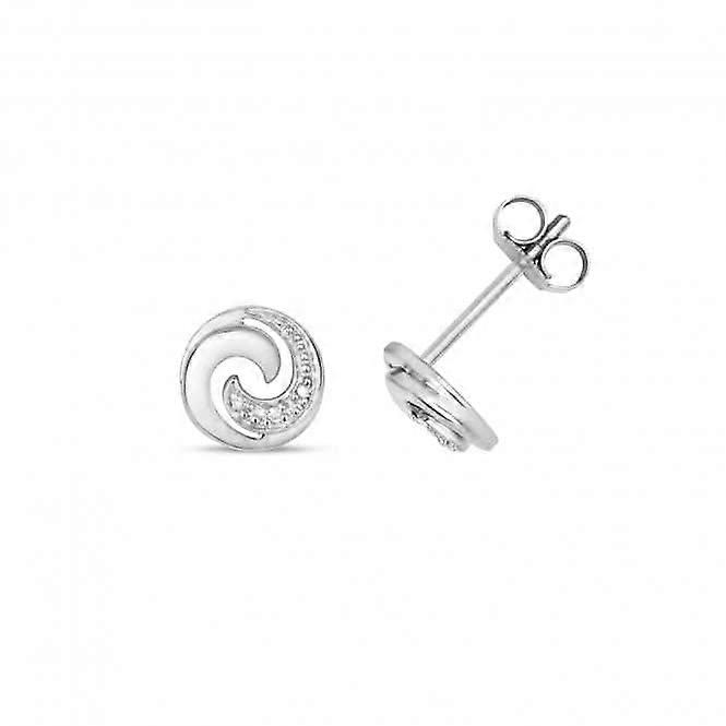 Diamond Jewellery 9k Gold Diamond Swirl Earrings with 0.018CT ED173W
