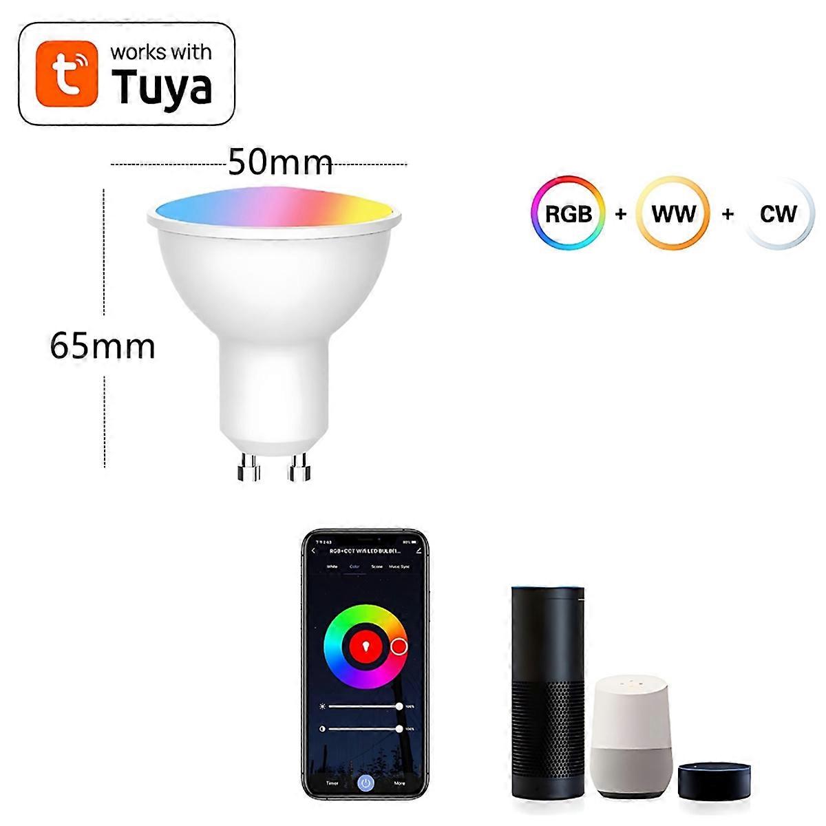 Tuya WiFi GU10 Smart LED Light Bulb Dimmable 6W 220V Smart Life App Control Spotlight Bulb Work with Alexa 2PCS
