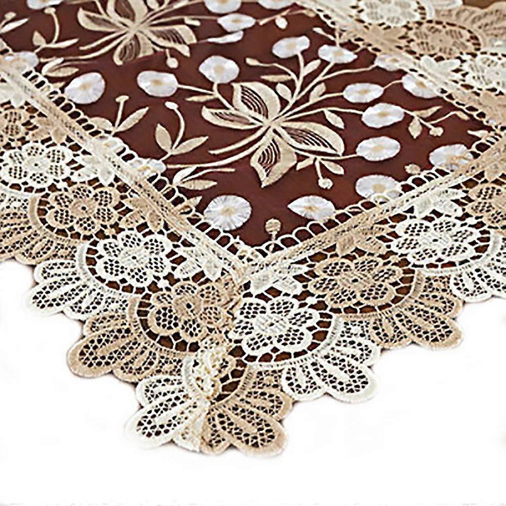 Floral Pattern Embroidered Lace Table Runner Polyester Rectangle Table Runner for Home Dining Room Dressing Table Decoration