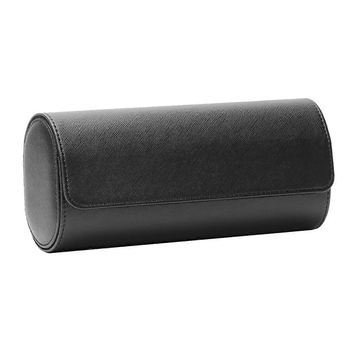 Portable Vintage Leather Watch Display Case Watch Storage Box Black L