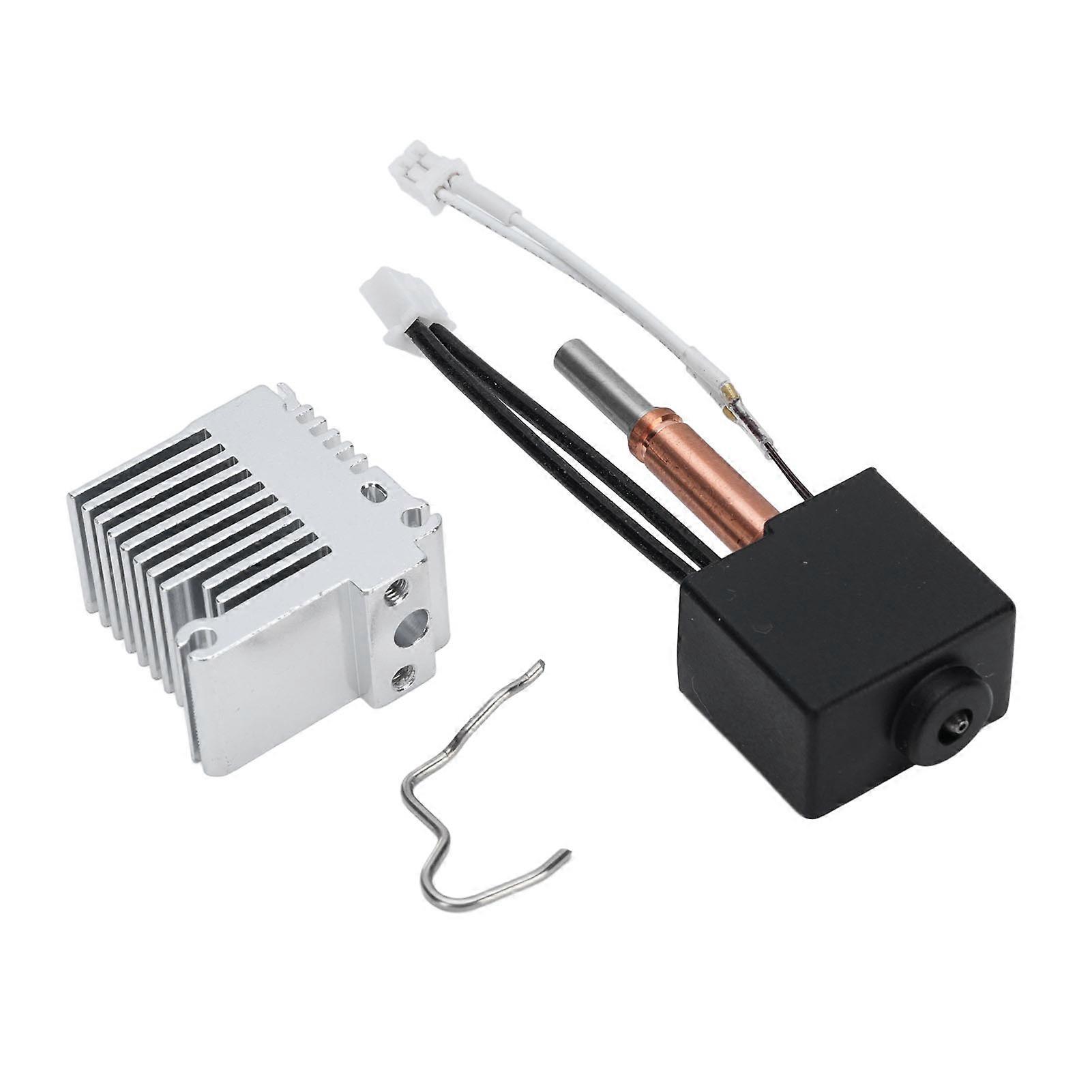 Hotend Kit Hot End Print Extruder with Heating Block Heat Sink Hard Steel Nozzle Replacement for 3D Printer 0.6mm